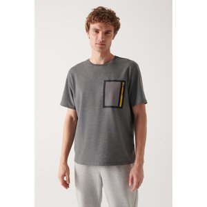 Avva Men's Anthracite Short Sleeve Reflector Printed Standard Fit Regular Fit T-shirt