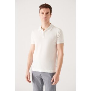 Avva Men's White Cotton Polo Neck Regular Fit Fine Knitwear T-shirt