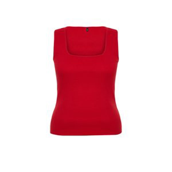 Trendyol Curve Red Square Neck Plain Basic Camisole Plus Size Undershirt