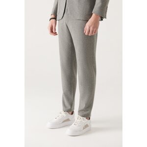 Avva Men's Gray Elastic Waist Woolen Trousers