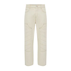 Trendyol Ecru Embroidered 90's Straight Fit Jeans Jeans