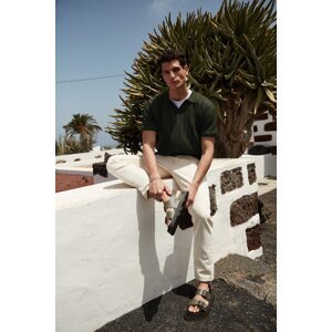 Trendyol Khaki Relaxed Limited Edition Short Sleeve Polo Neck Knitwear T-shirt