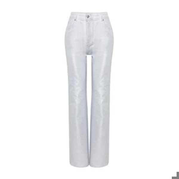 Trendyol White Shiny Metallic Printed High Waist Wide Leg Jeans
