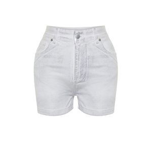 Trendyol White Shiny Metallic Print Shorts & Bermuda