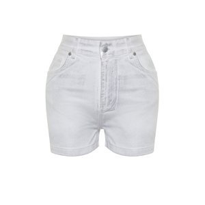 Trendyol White Shiny Metallic Print Shorts & Bermuda