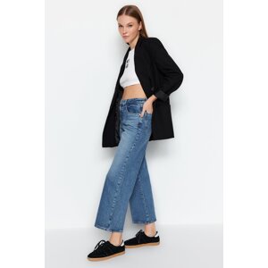 Trendyol Blue Normal Waist Crop Straight Jeans