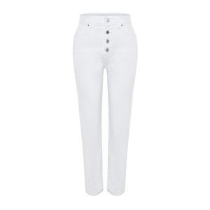 Trendyol White Front Buttoned High Waist Mom Jeans