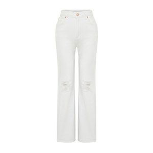 Trendyol White Ripped High Waist Wide Leg Jeans