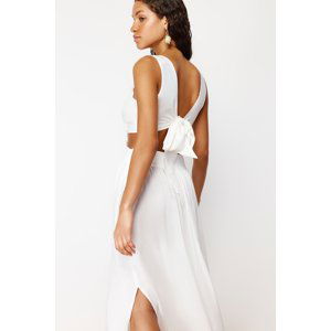 Trendyol Bridal Ecru Maxi Woven Tasseled Beach Dress