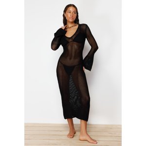 Trendyol Black Fitted Maxi Knitted Knitwear effect Beach Dress