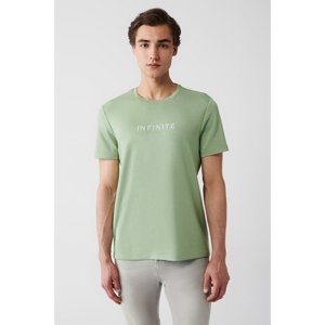 Avva Men's Aqua Green Crew Neck Printed Soft Touch Standard Fit Regular Cut T-shirt