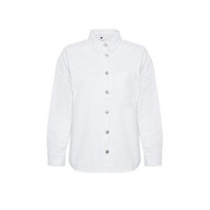 Trendyol White Oversize Denim Jacket Shirt