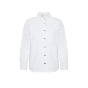 Trendyol White Oversize Denim Jacket Shirt
