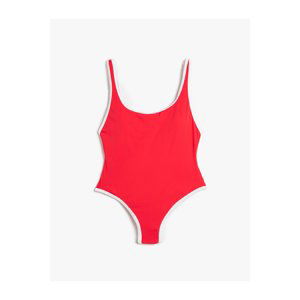 Koton Basic Swimsuit U Neck Piping Detailed Strap