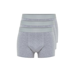 Trendyol 3-Pack Gray Melange Basic Plain Cotton Boxer