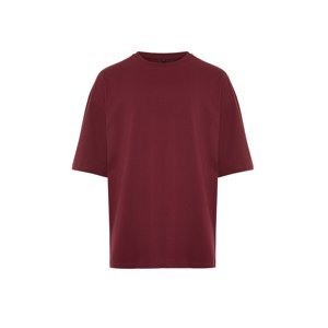Trendyol Burgundy Oversize/Wide-Fit Basic 100% Cotton T-Shirt