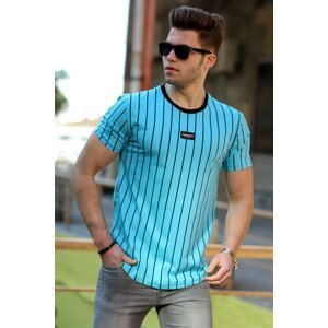 Madmext Men's Striped Blue T-Shirt 4522
