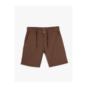 Koton Linen Blend Bermuda Shorts with Lace Waist Pocket Detail