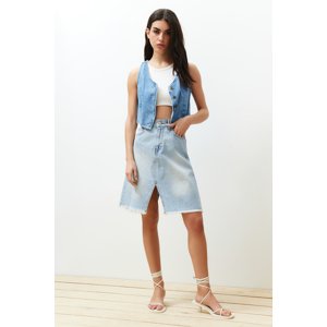 Trendyol Blue Stitching Detailed Denim Skirt