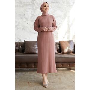 InStyle Arissa Turtleneck Long Knitwear Dress - Pale Pink