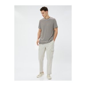 Koton Linen Blend Cargo Pants with Pockets and Tie Waist
