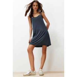 Trendyol Anthracite Modal Straps A-line/A-Line Opening Knitted Mini Dress