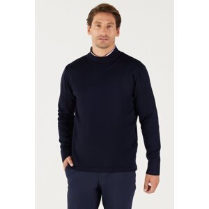 AC&Co / Altınyıldız Classics Men's Navy Blue Anti-Pilling Standard Fit Normal Cut Half Turtleneck Knitwear Sweater