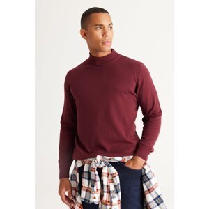 AC&Co / Altınyıldız Classics Men's Claret Red Standard Fit Normal Cut Half Turtleneck Knitwear Sweater.