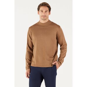 AC&Co / Altınyıldız Classics Men's Mink Anti-Pilling Standard Fit Normal Cut Half Turtleneck Knitwear Sweater.