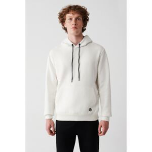 Avva White Unisex Sweatshirt Hooded Inner Collar Fleece 3 Thread Cotton Regular Fit