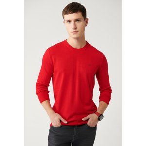 Avva Men's Red Knitwear Sweater Crew Neck Non-Pilling Regular Fit