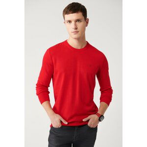 Avva Men's Red Knitwear Sweater Crew Neck Non-Pilling Regular Fit