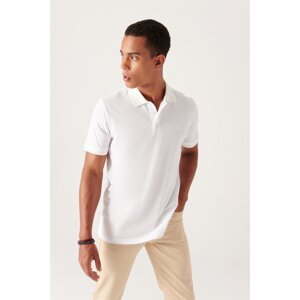 Avva Men's White 100% Egyptian Cotton Regular Fit 3 Button Polo Neck T-shirt