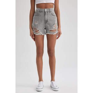 DEFACTO Mom Fit Normal Waist Cropped-Tip Jean Shorts