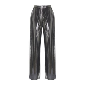 Trendyol Anthracite Wide Leg Knitted Glitter Trousers