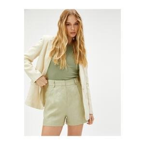 Koton Linen Shorts with Pocket Pleat Detailed