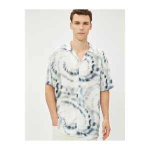 Koton Summer Shirt Turndown Collar Abstract Print Detailed Viscose Fabric