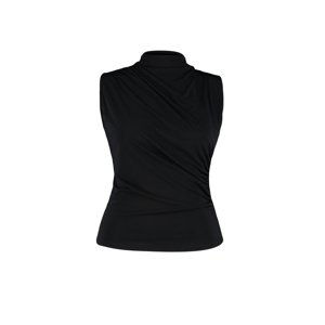 Trendyol Curve Black Gather Detailed Fitted Knitted Blouse