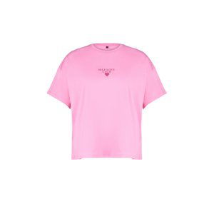 Trendyol Curve Pink Printed Oversize Knitted T-shirt