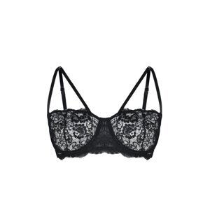 Trendyol Curve Black Lace Piping Underwire Capless Balconette Bra