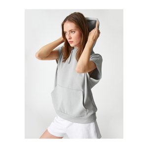 Koton Hooded Short Sleeve Sweatshirt Modal Blended Kangaroo Pocket