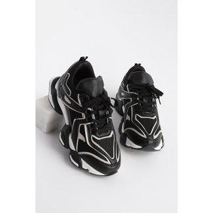 Marjin Women's Sneaker Thick Sole Lace Up Multi-piece Sneakers Letes Black