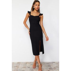 Trendyol Black Ruffle Strap Detailed Woven Dress