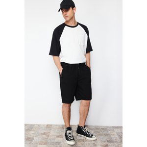 Trendyol Black Regular Fit Elastic Waist Denim Shorts