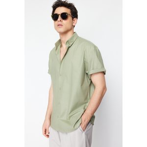 Trendyol Khaki Oversize Fit Shirt Collar Short Sleeve 100% Cotton Shirt