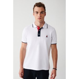 Avva Men's White 100% Cotton Marine Printed Standard Fit Regular Fit Polo Neck T-shirt