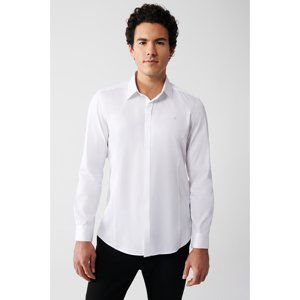 Avva Men's White 100% Cotton Classic Collar Slim Fit Slim Fit Satin Shirt