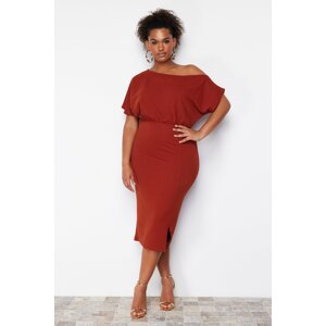 Trendyol Curve Tile One Shoulder Midi Knitted Dress