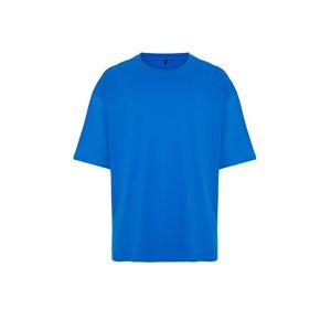 Trendyol Blue Oversize/Wide-Fit Basic 100% Cotton T-Shirt