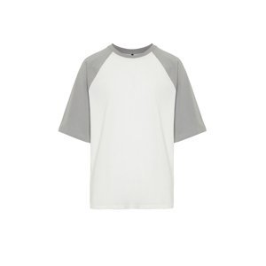 Trendyol Gray Oversize Pocket Color Block 100% Cotton T-Shirt